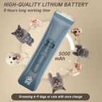 Tife Low Noise Dog Clipper – Cordless Pet Grooming Kit with Rechargeable Battery, Quiet Electric Hair Trimmer for Thick Coats, Adjustable Blade Pet Shaver for Dogs & Cats(Blue)