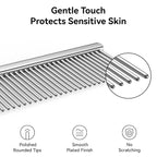 Stainless Steel Dog & Cat Comb with Coarse/Fine Teeth, Professional Pet Grooming Tool, Dematting Undercoat Comb for Long Hair, Double Coats Dogs Cats Removing Tangles and Knots, Silver
