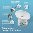 Necoichi Ceramic Elevated Cat Food Bowl, 15° Tilted (Fuji, Regular Tilted)