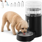 CZPET Dog Water Bowl Dispenser 5L, Wider Mouth Gravity Refilling (Black) | Automatic Cat Waterer with Removable Stainless Steel Bowl, Upgraded Brush, Easy Cleaning, Large Drinking Area for Multi-Pet