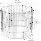IRIS USA 48" 8-Panel Metal Pet Dog Puppy Playpen, Indoor/Outdoor Dog Fence, 58 x 58 x 48, Foldable, Customizable, Black