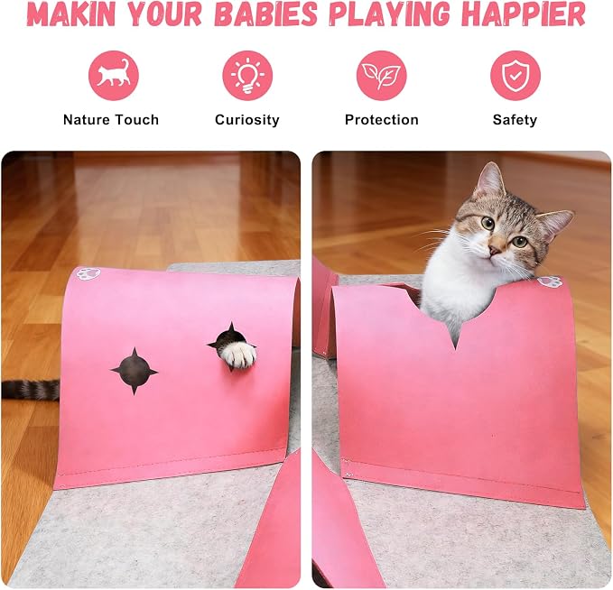 4-Way Cat Tunnel for Indoor Cats, Interactive Toy with Plush Ball | 35.4" Multi-Entrance Cat Play Tunnel with Cozy Hideaway Space, Provides Enrichment, Exercise, Exploration & Interactive Play