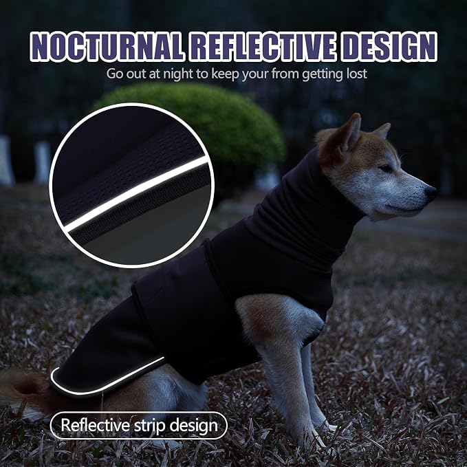 JOHNBOLIN Dog Anxiety Jacket, Dog Shirt with Turtleneck, Breathable Calming Vest, Indoor and Outdoor Separated Pet Jacket (Navy Blue, Medium)