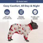 Spark Paws Dog Christmas Pajama, Dog Recovery Suit Male, Onesie, Ultra-Soft and 4-Way Stretch, for Small Medium and Large Breeds - Santa and Rudolph - M