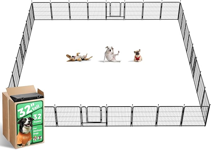 FXW Rollick Dog Playpen, Indoor, Yard & RV Camping, 32" H, 32 Panels | Easy setup, Heavy-duty, DIY layouts, for Small & Medium Dogs, Patented