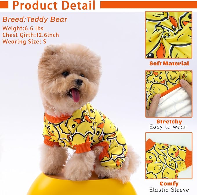 XPUDAC 4 Pack Dog Pajamas Soft Strechy Duck Pink Print Dog Clothes for Small Medium Dogs Girl Boy Cat Apparel, XL