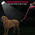 Long Dog Leash 50 FT: Heavy Duty Rope Leashes for Dogs Training with Swivel Lockable Hook Reflective Threads Bungee and Padded Handle - Dog Lead for Large Small Medium Dogs Outside Walking Hiking Pink