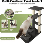 5-Step Pet Steps for Cats/Dogs, Cat Stairs with Sisal Scratching Post, Cat Steps for Older Cats with Enlarge Perch, Pet Stairs for High Bed and Couch, Gray