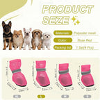 Dog Boots Paw Protector, Reflective Adjustable Non Slip Mesh Summer Breathable Dog Shoes Dog Walking Boots (L Size, Rose Red, 4 Pcs) Intended for Paws Waterproof for Dogs/Cat/Puppy