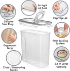 Shazo 2 Pack (6.3L / 213OZ) EXTRA Large Airtight Food Storage Cereal Containers for Bulk Food Storage BPA-Free Plastic Container, Pantry Organization and Canister for Rice, Pasta, Sugar & Flour