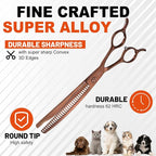 High-end Professional Dog Grooming Curved Thinning Scissors Teeth Blending Shears Pet Texturizing Thinner Blender Shears 7.5 Inch Extremely Very Sharp Made Of Stainless Steel Alloy For Dog Cat Groomer