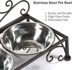 Elevated Dog Bowls for Small Dogs Metal Raised Dog Bowl Cat Dish Stand with Double Stainless Steel Pet Feeder for Food and Water Lifted Cats Bowls with Stand Elevated Pets Bowl Holder - Height 3.54"
