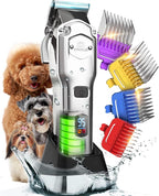 oneisall Professional Dog Grooming Clippers for Thick Hair | 4 Metal Combs,Stainless Steel Blades,Rechargeable Cordless,Low Noise,4H Runtime,IPX7 Waterproof,LED Display,676PRO