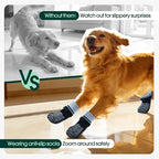 Kuoser Non Slip Dog Socks for Hardwood Floors, Dog Grippy Socks with Double-Sided Traction, Anti Slip Dogs Booties Paw Protectors to Prevent Licking Paws for Small Medium Large Senior Dogs, 4 Pack-XS