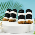 HDKUW Dog Shoes for Hot Pavement,Mesh Breathable Waterproof Dog Booties,Anti-Slip Sole and Skid-Proof Paw Protector,Outdoor Hiking Dog Boots for Small Medium Dogs Black 4#