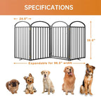 SNUOWU 4 Panels Full Matel Freestanding Dog Gates with Door, 96"Extra Wide 36"Tall Free Standing Dog Pet Gate for Indoor & Outdoor. Foldable Pet Fences for Doorways, House, Stairs, Porch, Deck, Yard