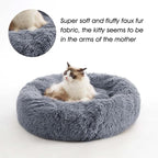 Western Home Calming Donut Medium Dog Bed Washable Pet Bed,30" Navy Grey | Fluffy Faux Fur Round Cuddler,Anti-Anxiety,Anti-Slip Bottom,Plush Pet Dog Beds for Medium Sized Dogs,Up to 45 LBS