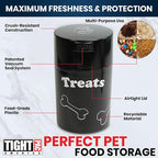 Tightpac Pawvac 1 to 6 Ounces Container, Airtight Pet Food and Treats Storage Jar - Patented Vacuum Seal Container for Pet Food, Treats and other Dry Goods - Black with Treats