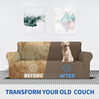 MAXIJIN Couch Covers for 3 Cushion Couch Sofa 1-Piece Stretch Sofa Cover Slipcover Furniture Protector with Elastic Bottom for Kids,Dogs (Large, Diamond Pattern Brown)
