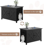 JY QAQA Cat Litter Box Enclosure,Litter Box Furniture Hidden with Barn Door,Wooden Washroom Furniture,Cat House,Fit Most of Litter Box,Black