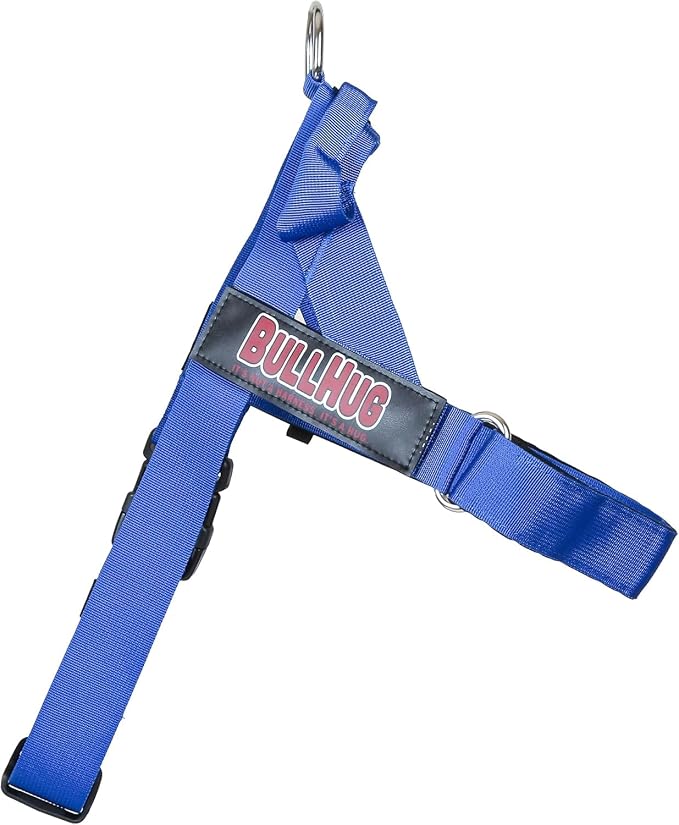 BULLHUG Adjustable Dog Harness– No Pull, No Choke – for English Bulldogs, French Bulldogs, Pugs & Broad-Chested Breeds – Easy, Safe Walks (Royal Blue, Medium)