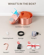 Tomxcute Copper Cat Water Fountain, 108oz/3.2L Large Capacity, Ultra-Quiet Pump (≤25dB), Multi-Layer Filtration, Easy Hand-Wash Design for Cats & Small Dogs
