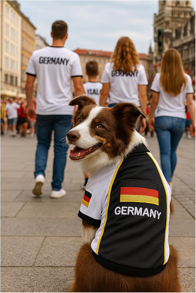 Parisian Pet Team Germany Dog Jersey - Breathable Mesh Puppy Football Jersey - Lightweight Stretch Sporty Dog Clothes - Summer Shirts for Small Dogs - Soccer Jersey for Dogs - Sportswear Pet Clothes