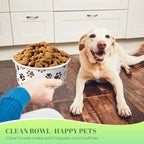 80 Packs Disposable Dog Bowls 12 Oz/1.5 Cup Pet Feeding Bowl for Small Dogs, Cats - Leakproof Paw Paper Pet Bowl for Wet Food, Water