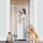 55.1 Inch Extra Tall Pet Gate, 29.92"- 43" Adjustable Dog Gates | Pressure Mounted, Walk Through, Cat Gate, No Drilling, Narrow Slat, Heavy-duty Steel, For Doorways, Stairs, Hallway, Kitchen