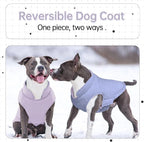 Lelepet Reversible Dog Coat Windproof Dog Puffer Jacket Lightweight Vest | Winter Jacket Warm Cold Weather Coat for Medium Dogs Adjustbale Hook & Loop Pet Apparel with Leash Hole, French Bulldog, L