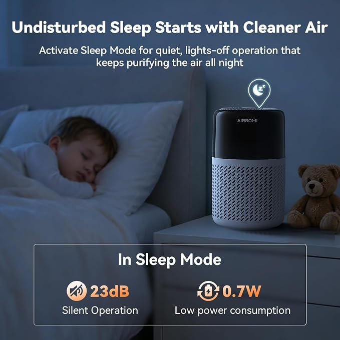 AIRROMI HEPA Air Purifier for Bedroom&Home,Pet Air Purifier for Home Pets,Removes Pet Odor,Cat Litter Smell,Dust,Smoke&Allergies,Quiet Room Air Purifier with Scents,360°Air Cleaner,A2005 White