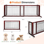 Bonnlo Free Standing Dog Gate, 37" - 68" Wide Pet Gate for Fireplace Stairs Doorways, Wooden Adjustable Pet Fence Indoor, Christmas Tree Gate (Cherry)