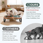 SPUNKYJUNKY Ceramic Elevated Tilted Dog Bowls Bone-Shaped Raised with 2 Height Iron Stand, 4.9'' Dog and Cat Food Water Bowls Set Non-Slip for Puppy Kitten Small Sized Breed - 7 OZ,Dark Green