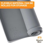 Neater Pet Brands Neater Mat Pet Mats for Food and Water, Cat & Dog Bowl Mat Waterproof Silicone, Feeding Tray, Dog Food Mats for Floors, Placemat w/Raised Edge for Under Bowls, 24" x 16", Grey