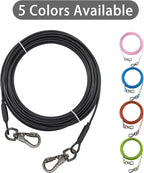 Dog Tie Out Cable - Chew Proof Steel Wire Lead - 360° Tangle Free Outdoor Leash for Pups - Dog Runner Cable for Small to Medium Dogs (Black, 45lbs/30ft)