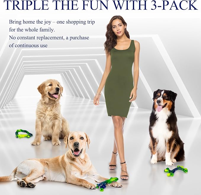 Frienhund 3-Pack Indestructible Nylon Dog Chew Toys for Aggressive Chewers - Long-Lasting Durable Bone-Shaped Toys, Large Breed Dogs, Tough Puppy Teeth Enrichment