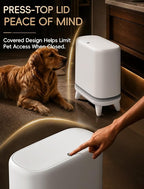Small Bathroom Trash Can with Lid, Dog Proof Slim Press Top Garbage Can, White Plastic Narrow Waste Basket, for Bathroom Bedroom Office Raised Legs 4.8 Gal with 1 Roll 15 Trash Bags