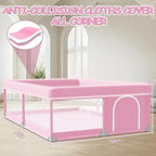 XVISHX Baby Playpen 50 x 50 Inch Play Pen Playards, Playpen for Babies and Toddlers, Baby Playard for Indoor & Outdoor Active Center Game Fence, with Skin-Friendly Fabric and Soft Breathable Mesh Pink