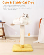 Happi N Pets Tall Cat Scratching Post with Large Bed, Thick Posts with Toys | 28" Tall For Large Cats, Easy To Clean, Cloud-Shaped Soft Perch, Removeable Cover, Stable Cat Stand, Bonus Catnip