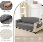 100% Waterproof Couch Cover for Dogs with Non-Slip & Side Pockets 68", Furniture Protector Sofa Covers, Washable Cushion Covers for Pets Kids Cat-3 Cushion Couch Darkgrey
