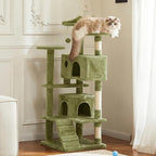 54 Inch Cat Tree Tower for Indoor Cats, Green | Multi-Level Cat Tower with Condo, Perches, Sisal Scratching Posts and Climbing Ladder, Pet Play Toy Balls