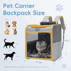 Cawypety Cat Backpack Carrier, Collapsible and Breathability Cat Carrier Large for Cat Under 16 lbs, Dog and Small Pet Carrier Bag Used in Travel, Car