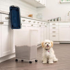 IRIS USA Dog Food Storage Container, Up to 38 lbs, Navy/Pearl, Made in USA | Wheels for Mobility, Airtight Seal, BPA-Free, Best for Bird Seed, Cat food, Cat Litter, Chicken Feed, Pellets