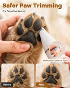 Veeconn 4 in 1 Dog Clippers Grooming Kit with Paw Hair Trimmer for Cat Pet | Low Noise, 7500RPM Powerful, IPX7 Waterproof, Safe & Easy for Beginners, 4 Guide Combs, Cordless Dog Shaver & Nail Grinder