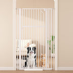 Extra Tall Cat Gate, 55.1" Heavy Duty Pet Gate for Large Cats & Dogs, Adjustable 29.9-37.4" Wide, Auto Close, No Drilling Pressure Mount, Easy Walk Through for Doorways Hallways Kitchen, White