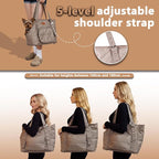 Dog Purse Carrier for Small Dogs, Dog Tote Bag Carrier, Puppy Purse, Camel | Hard Bottom Support, Safety Tether, Multiple Pockets, Luggage Strap, Fits Pets Up to 10 lbs, For Travel Shopping Daily Outing