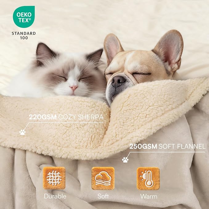 Waterproof Pet Blanket, Liquid Pee Proof Dog Blanket for Sofa Bed Couch, Reversible Sherpa Fleece Furniture Protector Cover for Small Medium Large Dogs Cats, Grey Beige Small（40" x 28"） | waterproof pet blanket sherpa fleece reversible couch cover bed ...