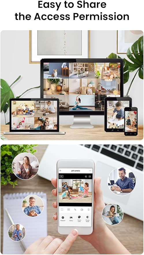 360° Indoor Security Camera, Home/Baby/Elderly/Dog/Cat/ Monitoring Cameras | AI Motion Detection, Night Vision, 2-Way Audio, SD Card Local/Cloud Storage, Work with Alexa & Google Assistant, 2.4G WiFi