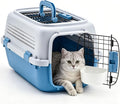 NEWBULIG 23" Hard-Sided Dog Carrier, Plastic Cat & Dog Crate, 4-Sided Ventilation Travel Pet Kennel, Top & Front Door Access, Integrated Food Bowl, for Small Pets up to 22 lbs, Blue