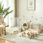 BRIAN & DANY Dog Playpen Portable for Small Animals, Dog Play Pen Indoor, Transparent Pet Playpen for Puppies, Cats, 40" L x 40" W x 28" H | Dog Play Pen Indoor, Transparent Pet Playpen for Puppies, Cats, 40" L x 40" W x 28" H